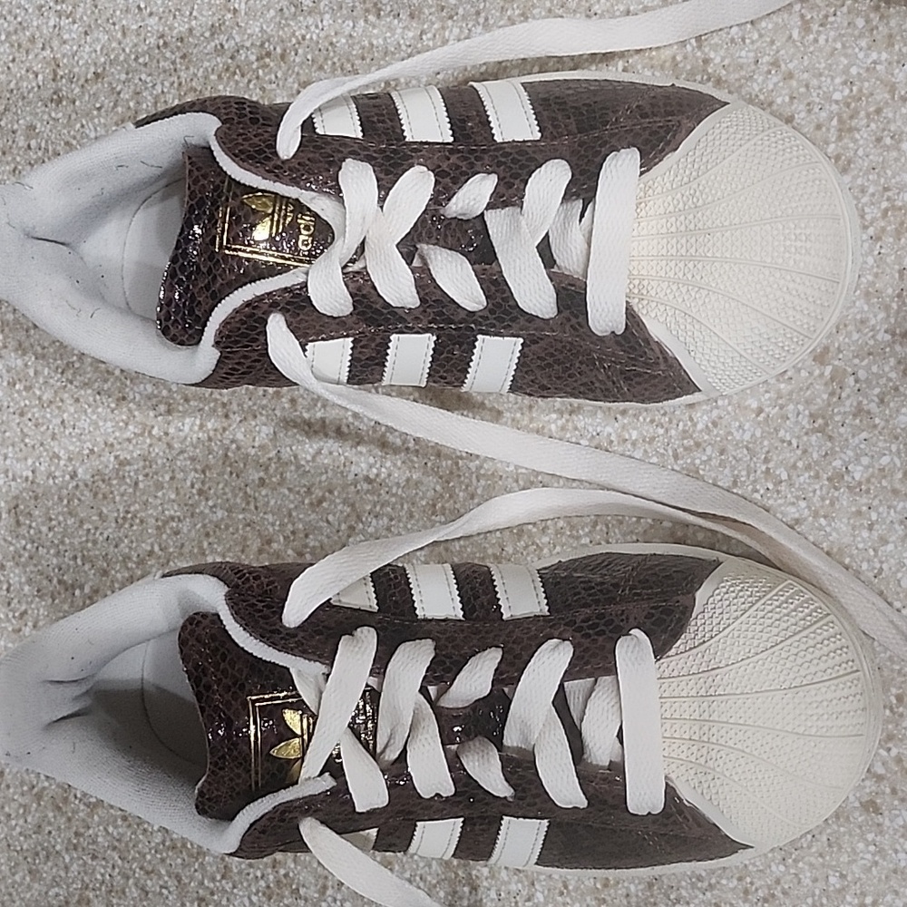 Adidas Superstar II Athletic Shoe Size 6 EUC Brown/Cream/Alumina Brown Snakeskin - Picture 13 of 16